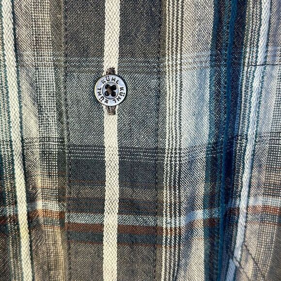 Kuhl Skorpio Plaid Button Down Shirt Mens XXL Hiking Short Sleeve Blue Gray - Picture 4 of 8